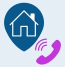 Telefon neben einem Haus Symbol.